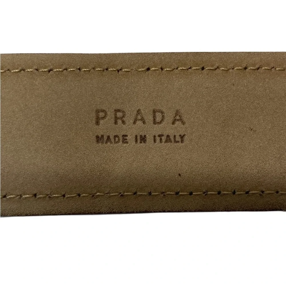 Prada Mens Black Leather Belt Silver Buckle Made‎ in Italy 2C 4231 Size 44 110